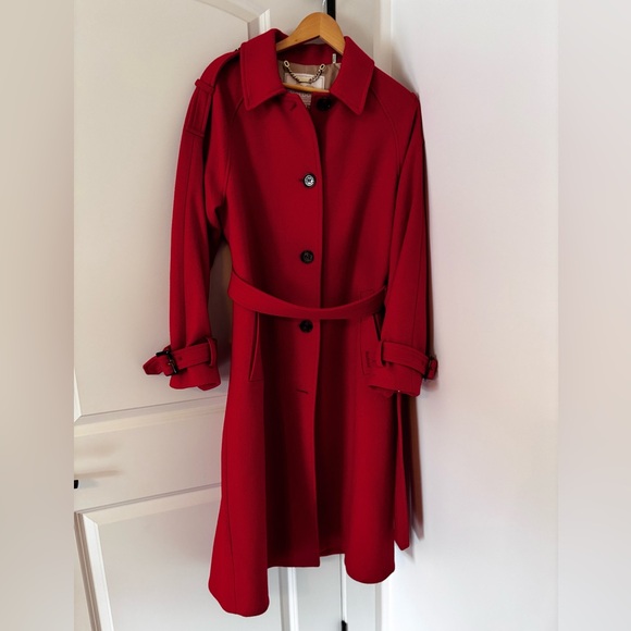 Barbour Alberta Red Wool Belted Pea Coat - Picture 12 of 16